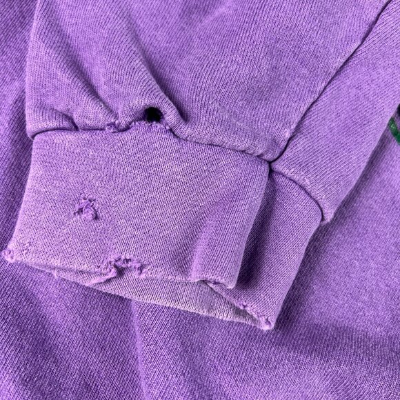 VTG 90s Nike Air Jordan Sweatshirt Youth Boxy Medium Purple Thrashed Crewneck - Picture 5 of 16